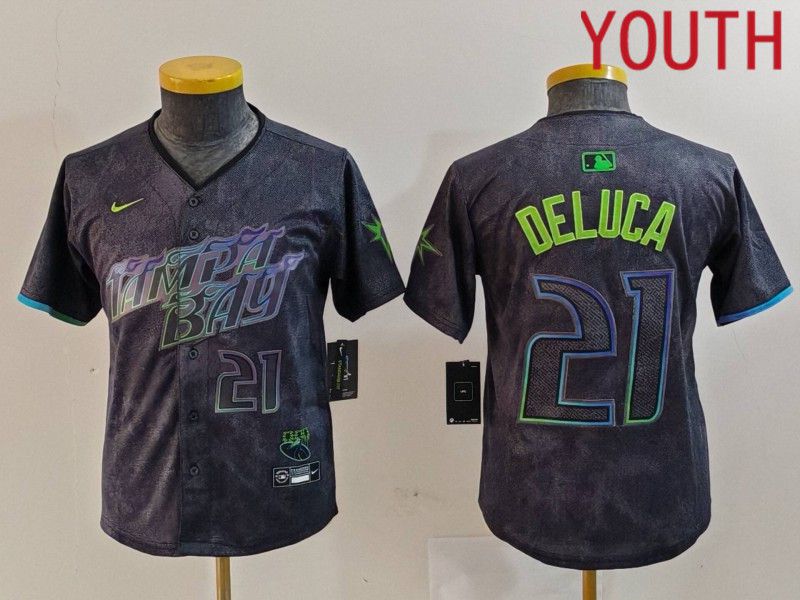 Youth Tampa Bay Rays 21 Deluca Black City Edition Nike 2024 MLB Jersey style 5